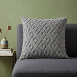 Jacquard Diamond Pattern Decorative Gray Throw Pillow