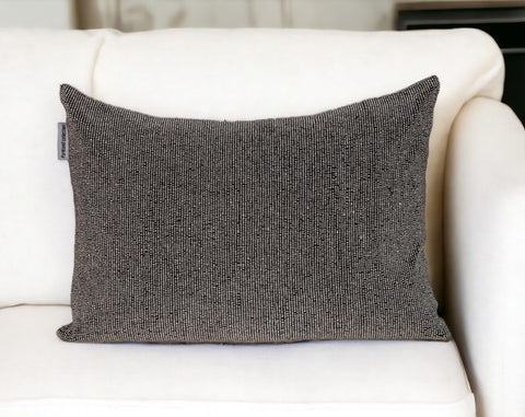 Shimmering Gray Beaded Luxury Throw Pillow