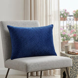 18" X 24" Navy Blue Cotton Blend Throw Pillow