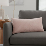 Quilted Velvet Arrows Pink Decorative Lumbar Pillow