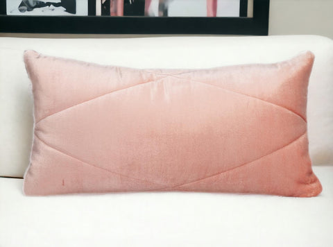 12" X 24" Pink Diamond Velvet Lumbar Throw Pillow