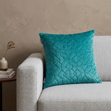 Aqua Quilted Velvet Geo Decorative Throw Pillow
