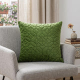 Olive Quilted Velvet Geo Decorative Throw Pillow