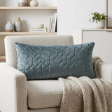 Charcoal Quilted Velvet Geo Lumbar Decorative Pillow
