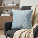Gray Quilted Diamonds Velvet Solid Color Throw Pillow