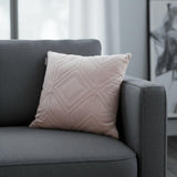 Pink Quilted Diamonds Velvet Solid Color Throw Pillow