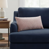 Pink Quilted Diamonds Velvet Solid Color Lumbar Pillow