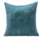 Teal Quilted Diamonds Velvet Solid Color Throw Pillow