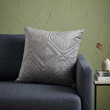 Taupe Quilted Diamonds Velvet Solid Color Throw Pillow