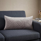 Taupe Quilted Diamonds Velvet Solid Color Lumbar Pillow