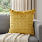20" Yellow Cotton Blend Throw Pillow