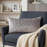 12" X 24" Taupe Cotton Blend Throw Pillow