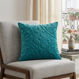 20" Aqua Cotton Blend Throw Pillow
