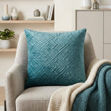 20" Teal Cotton Blend Throw Pillow