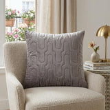 Geometric Lush Quilted Taupe Throw Pillow