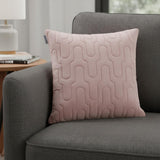 Geometric Lush Quilted Metallic Pink Throw Pillow
