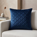 Tufted Diamond Navy Transitional Square Pillow