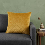 Tufted Diamond Yellow Ochre Transitional Square Pillow