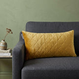 Tufted Diamond Yellow Ochre Transitional Lumbar Pillow