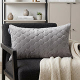 Taupe Tufted Velvet Quilted Lumbar Throw Pillow