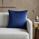 20" Blue Cotton Blend Throw Pillow