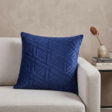 20" Blue Cotton Blend Throw Pillow