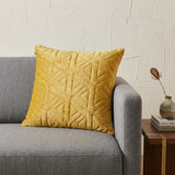 20" Yellow Cotton Blend Throw Pillow