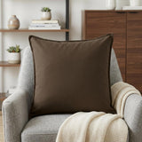 20" Brown Cotton Throw Pillow