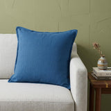20" Blue Cotton Throw Pillow
