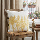 18" Yellow and Ivory Cotton Throw Pillow
