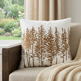 18" Brown and Ivory Forest Cotton Throw Pillow