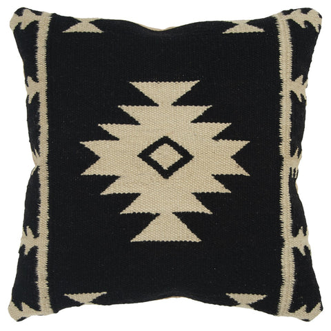 18" Black And Natural Southwestern Throw Pillow with Texture