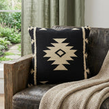 18" Black And Natural Southwestern Throw Pillow with Texture