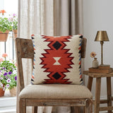 18" Orange and Ivory Cotton Throw Pillow