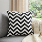 18" Black and Ivory Cotton Throw Pillow