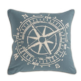 18" Navy and White Nautical Compass Throw Pillow