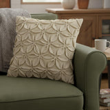 Cream Pinwheel Floral Petal Down Filled Throw Pillow