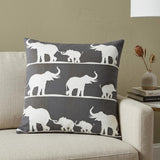20" Gray and White Elephant Cotton Throw Pillow