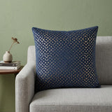 20" Blue and Gold Geometric Cotton Throw Pillow