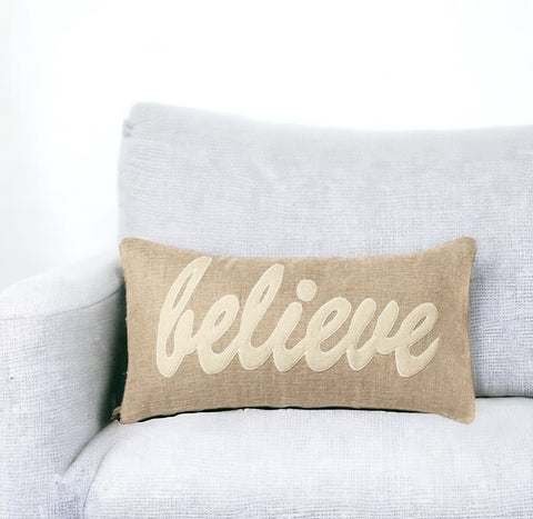 21" X 11" Natural Cotton Throw Pillow