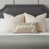 21" X 11" Tan Cotton Blend Zippered Pillow With Applique