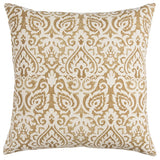 22" Gold And White Cotton Throw Pillow