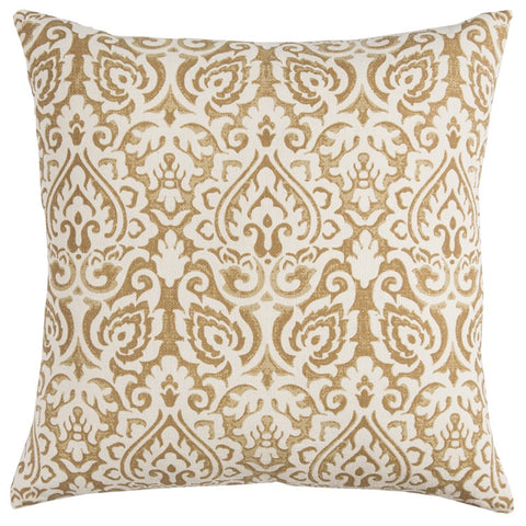 22" Gold And White Cotton Throw Pillow
