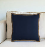 22" Navy Cotton Throw Pillow