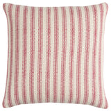 20" Red and Natural Ticking Stripe Cotton Throw Pillow