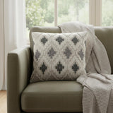 Gray Beige Classic Ikat Pattern Throw Pillow