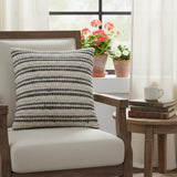 20" Gray Beige Nubby Texture Bands Throw Pillow