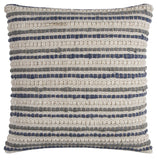 Blue Beige Nubby Texture Bands Throw Pillow
