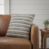 Blue Beige Nubby Texture Bands Throw Pillow