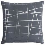 20" Gray and Silver Abstract Linework Cotton Throw Pillow